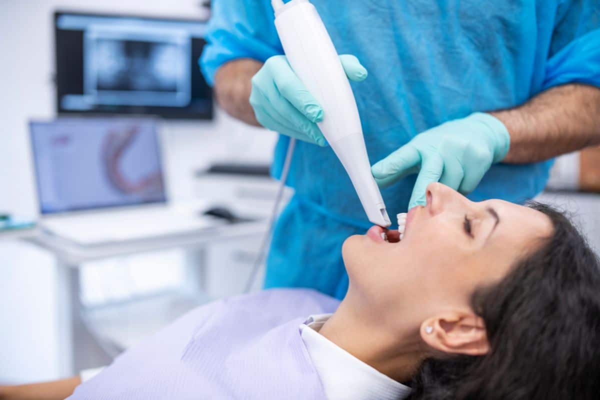 Woman having dental procedure in a clinic